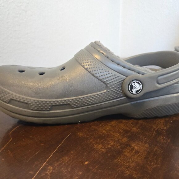 Croc Dual Comfort Gray Slip-On Clogs Fur Lined Men's-4 Women's-6 - Picture 4 of 15